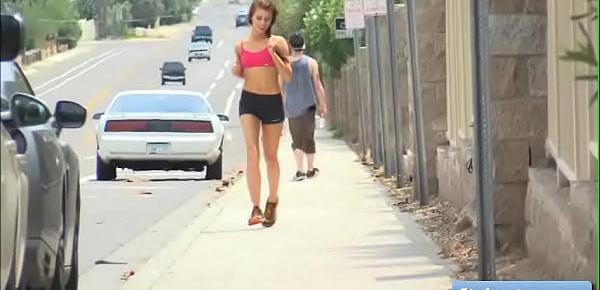  Naughty sexy teen amateur Anyah goes for a run and gets naked in public and finger her juicy pussy